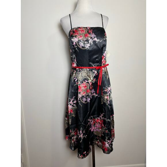 VTG CDC Rampage Asian Floral Print Satin Dress Sz 14 NWT Cocktail Party Wedding - Picture 11 of 11
